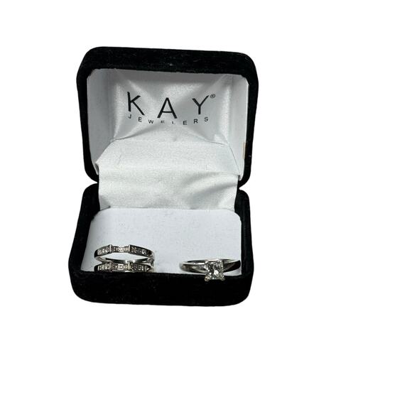 1 Carat Princess Cut Solitaire Natural Diamond Engagement Ring & Wedding Band - Picture 6 of 16